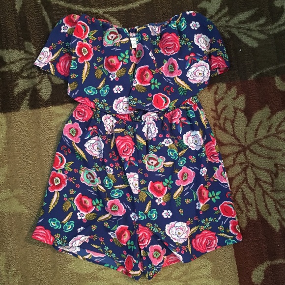 Monteau Pants - EUC Monteau strapless blue floral romper